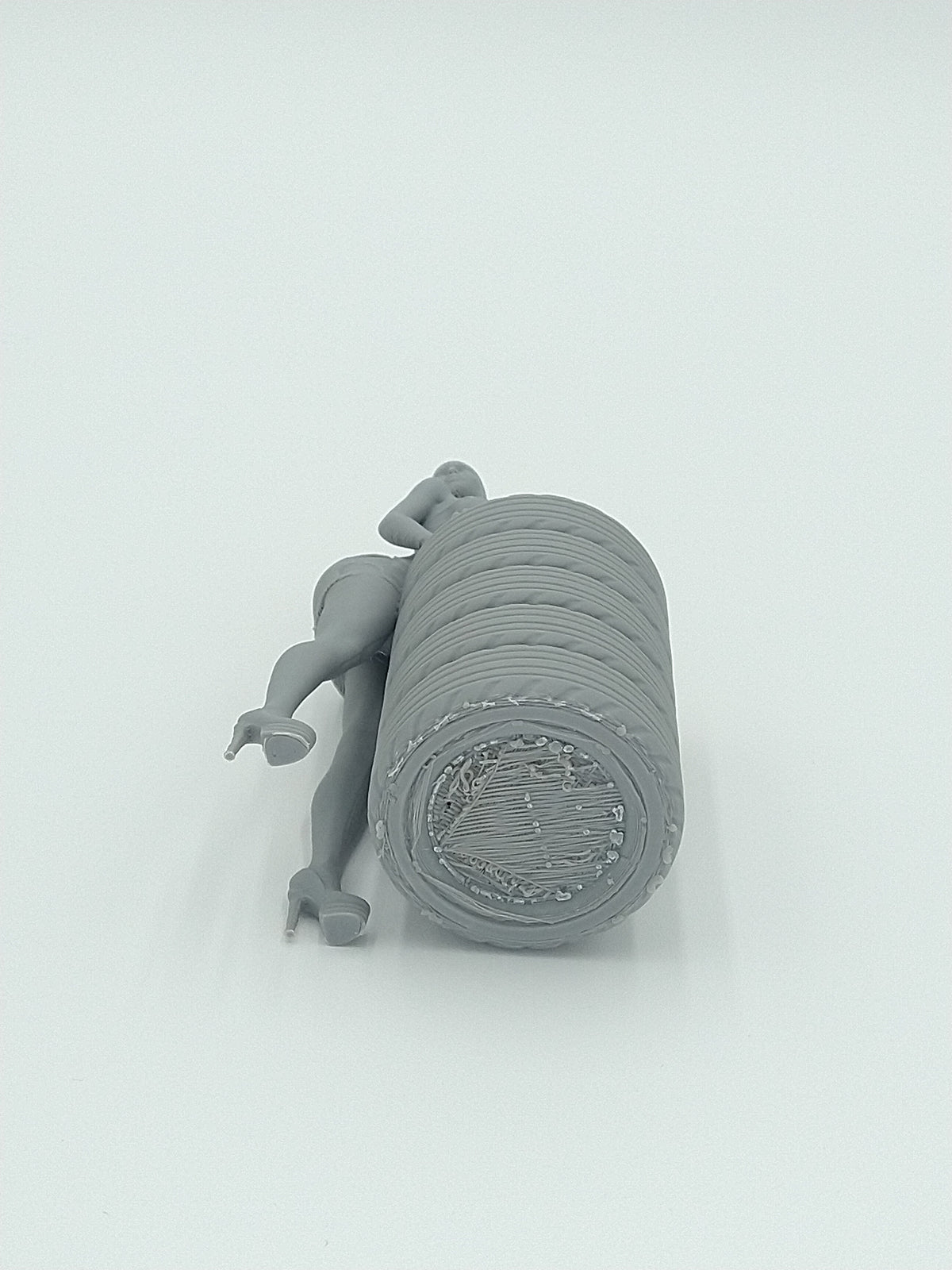 Sexy Bikini Girl Posing on Tires Pen Holder 5.5" Gray 3d printed