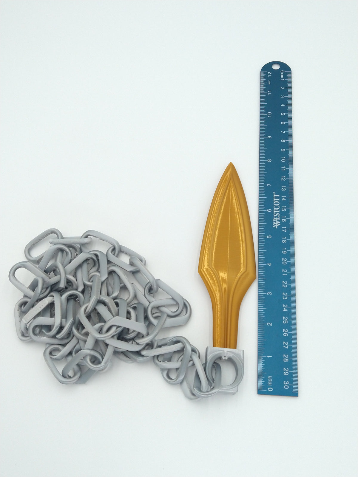Mortal Kombat Scorpion Kunai With Chains 60" Silver & Gold 3D PRINTED
