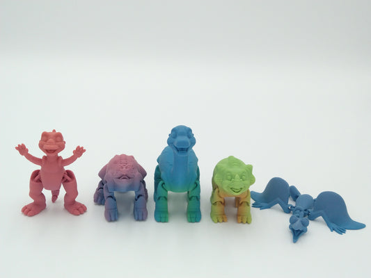 LAND BEFORE TIME Articulated Flexi Figures Set 3D Printed