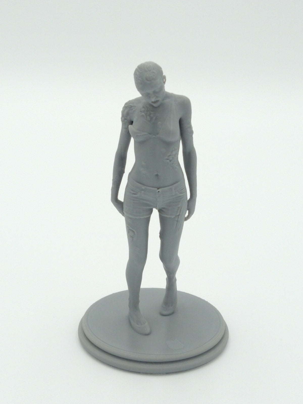 Female Zombie Figure Dying Light Gray 3d Printed