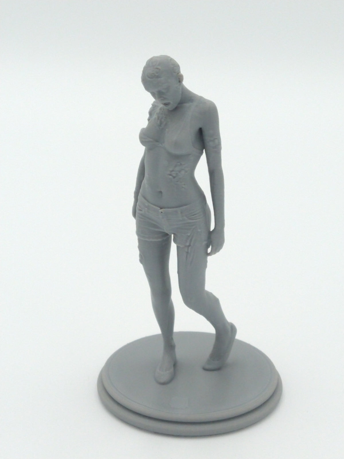 Female Zombie Figure Dying Light Gray 3d Printed