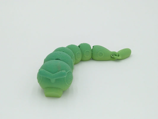CATERPIE POKEMON Figure Articulated Flexi Rainbow Colors 8" 3D Printed Figure