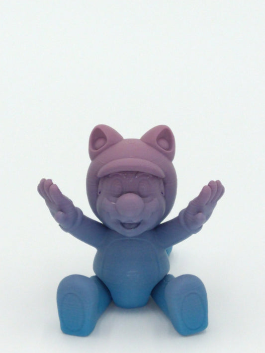 RACCOON MARIO Figure Articulated Flexi Rainbow Colors 4" 3D Printed Figure