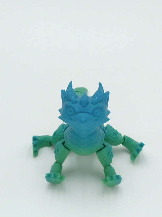 Articulated Cute Dragon Rainbow Colors PLA 7" 3D Printed Figure