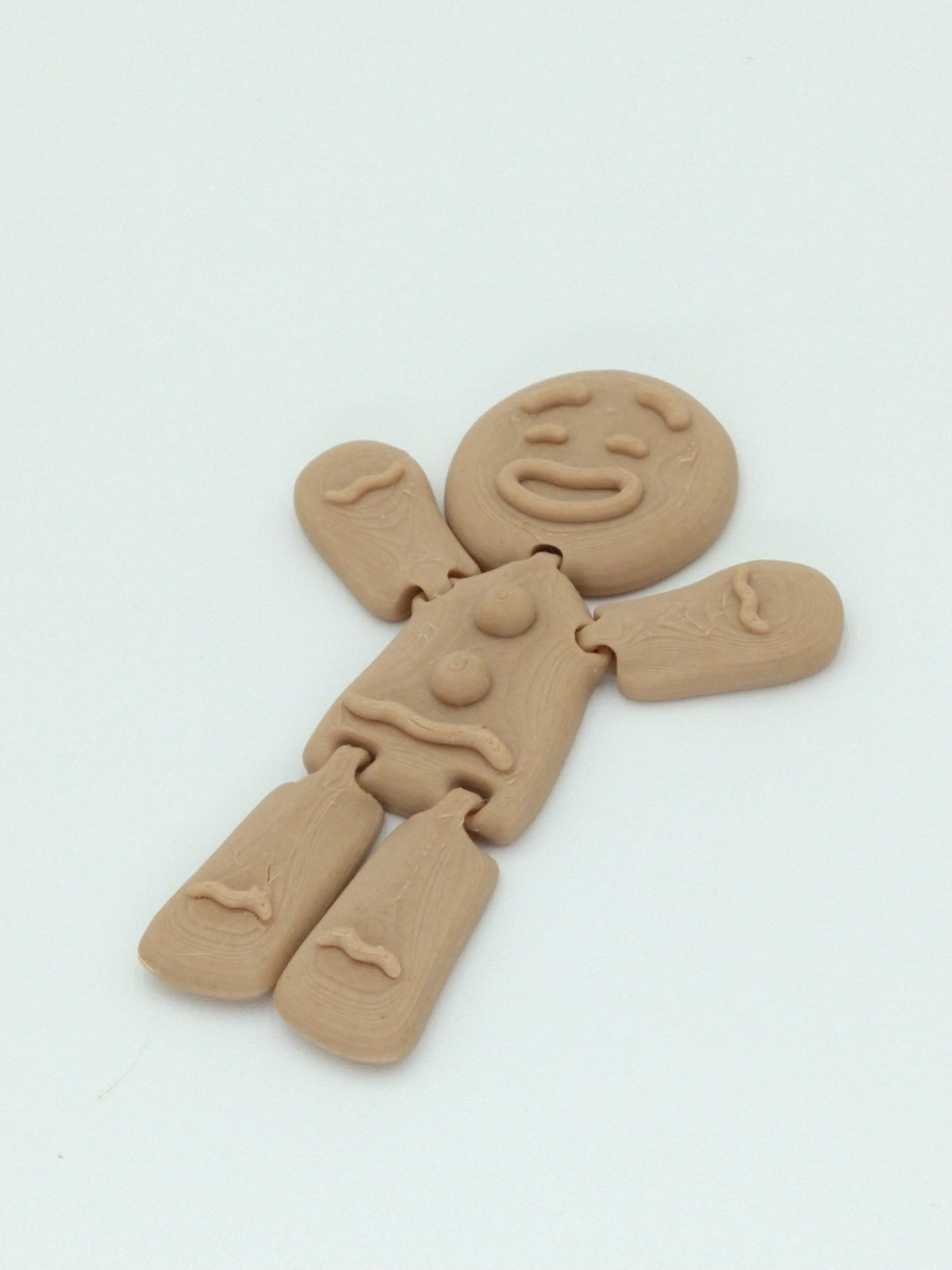 Gingerbread Man Articulated Figure Ornament 4" Wood PLA 3D Printed Flexi Factory