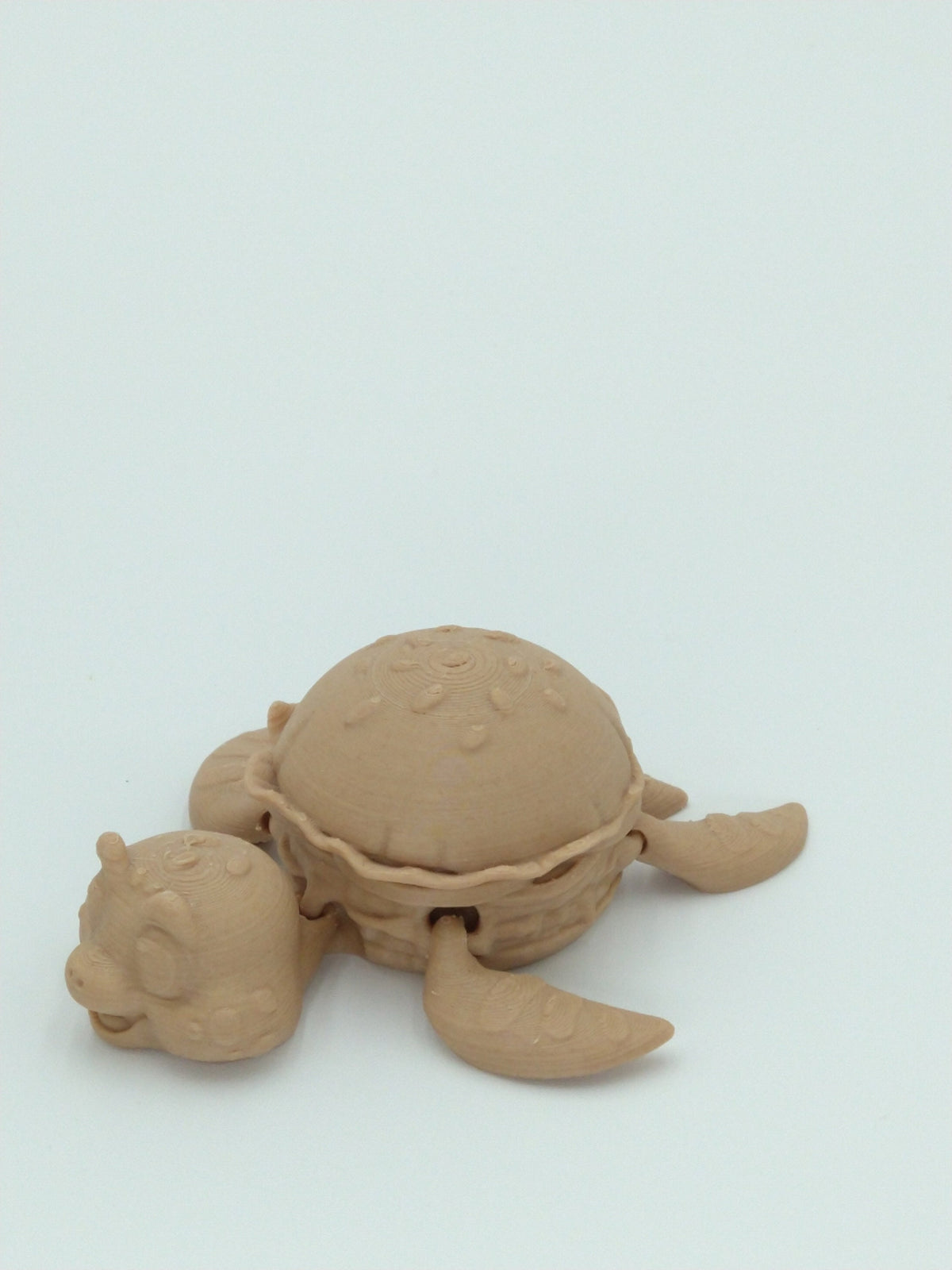 BURGER TURTLE Figure Articulated Flexi Wood PLA 4" 3D Printed Figure