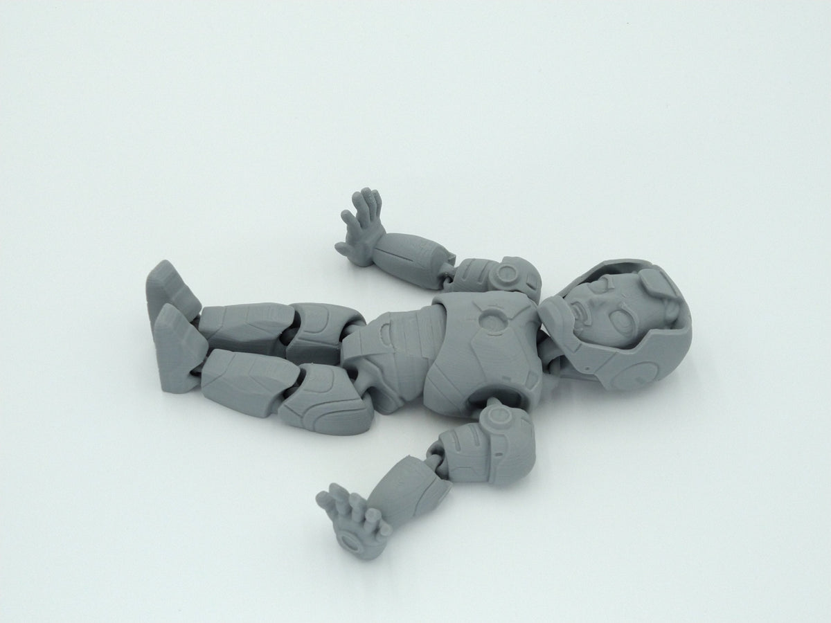 Iron Man Tony Stark Unmasked Articulated Figure Flexi 7" Gray 3D Printed Figure