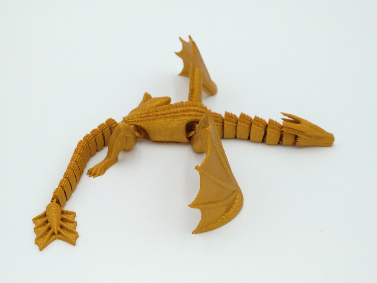 SYRAX Dragon Articulated Flexi Gold 12" 3D Printed Figure